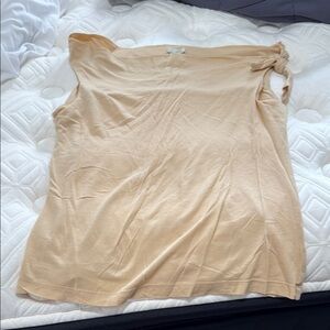 Odille Tan Asymmetrical Tie Front Tank Top